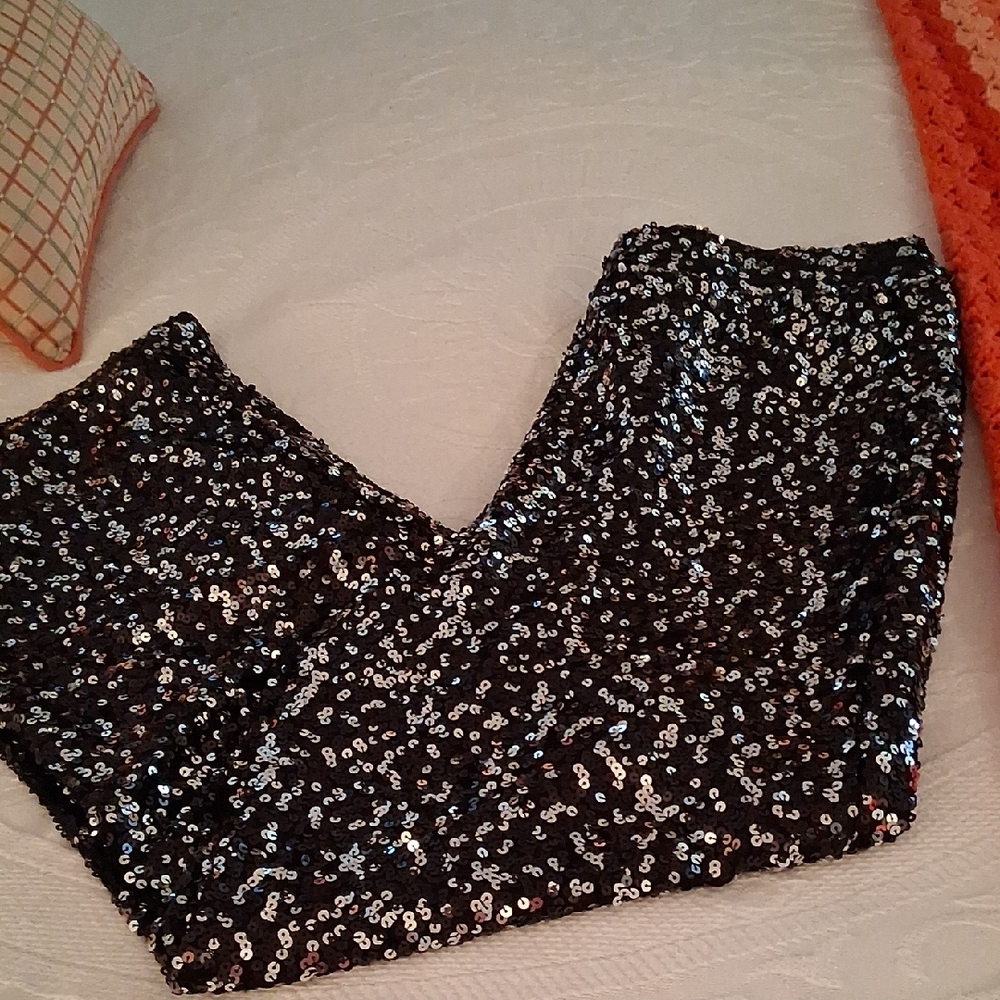 Serra Black Sequin Trousers Sz.L 12/14